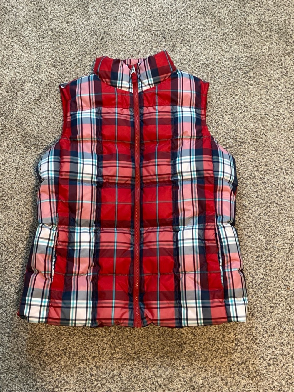 Lands' End Women’s Red Plaid Down Quilted Vest Size Medium